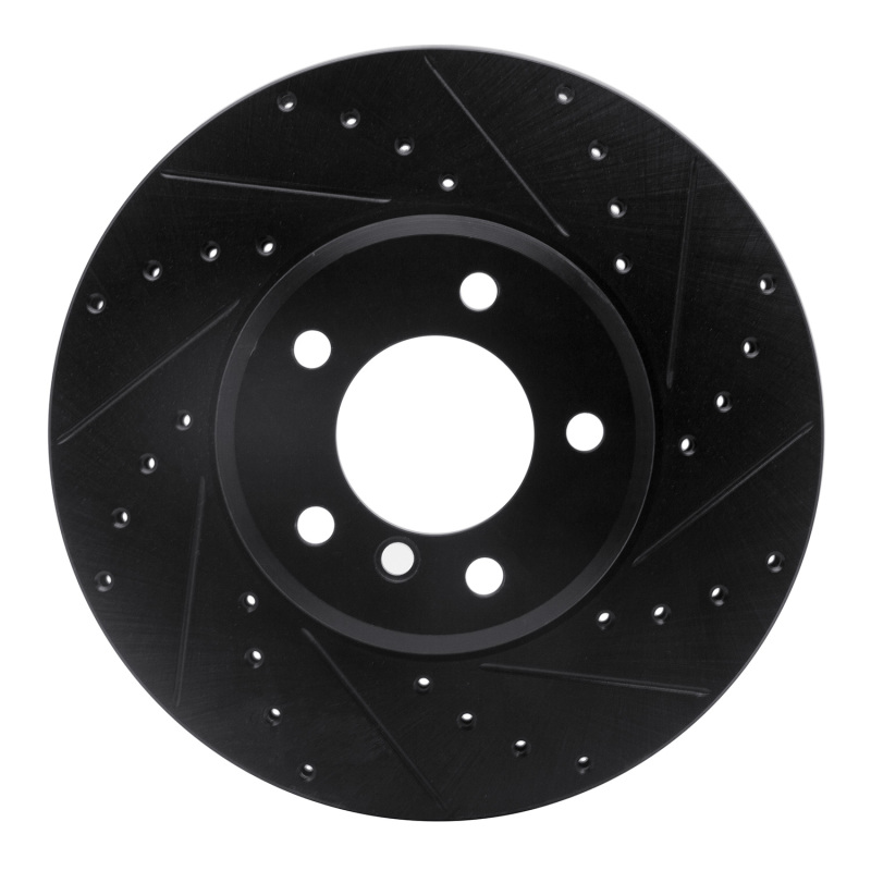 BMW 528I xDrive Brake Rotor (1) - Front Right - R1 Concepts - Drilled & Slotted - Black - `04-`10